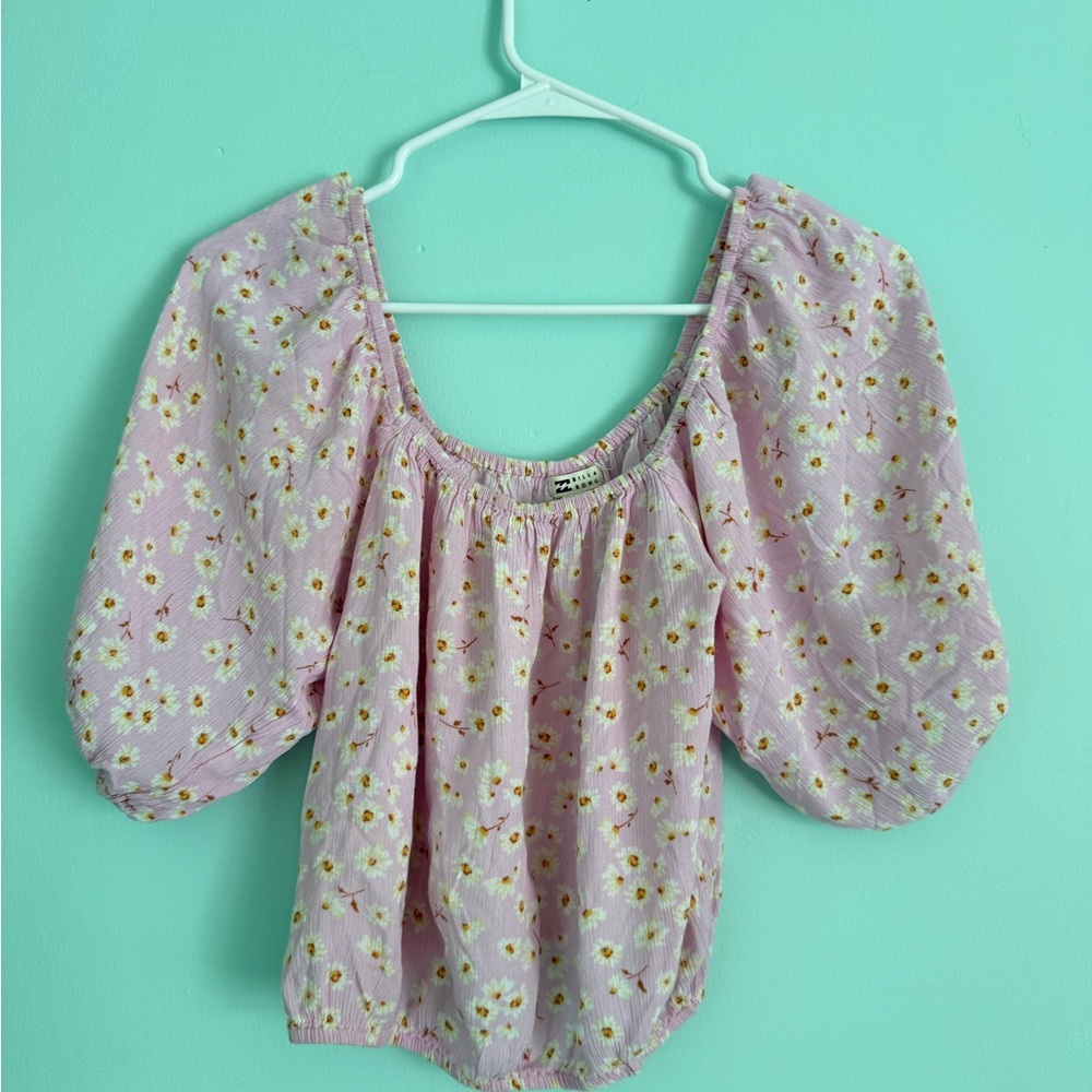Floral Puff Sleeve Top - Pink